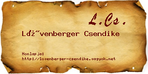 Lövenberger Csendike névjegykártya